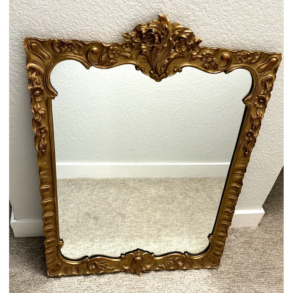Antique Carved Wood Regency Rococo Style Gold Wall‎ Mirror 23 x 32